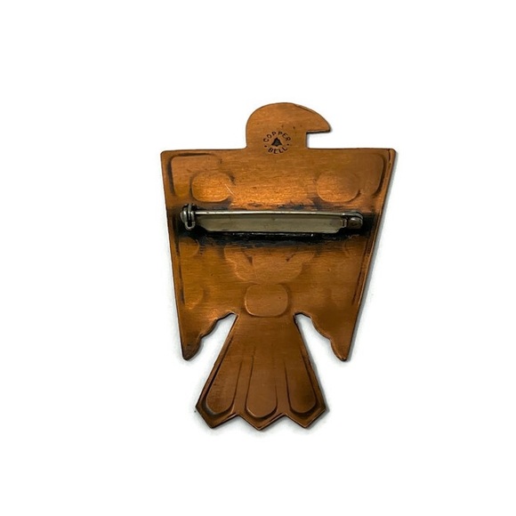 ✨VINTAGE✨Trading Post Copper Thunderbird Mid Century Southwest Brooch Pin - Picture 4 of 6